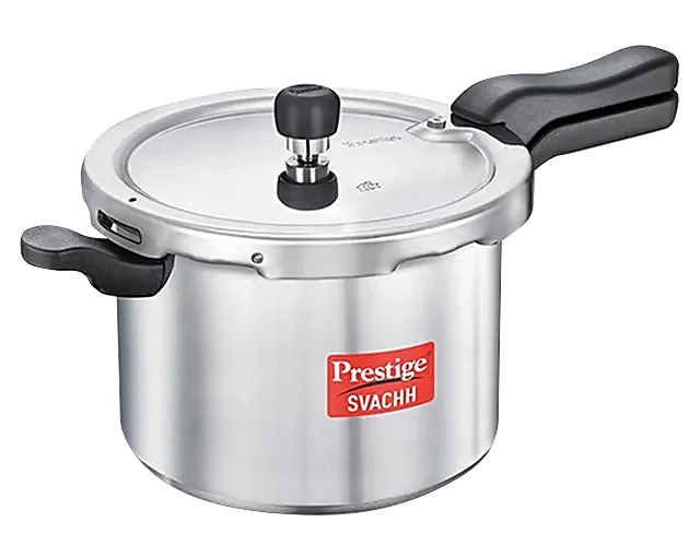 Prestige Svachh Aluminium Anti Bulge Gas & Induction Compatible Pressure Cooker - Silver, 5 l-1.webp